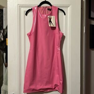 NWT Naked Wardrobe Leather Look Mini Dress